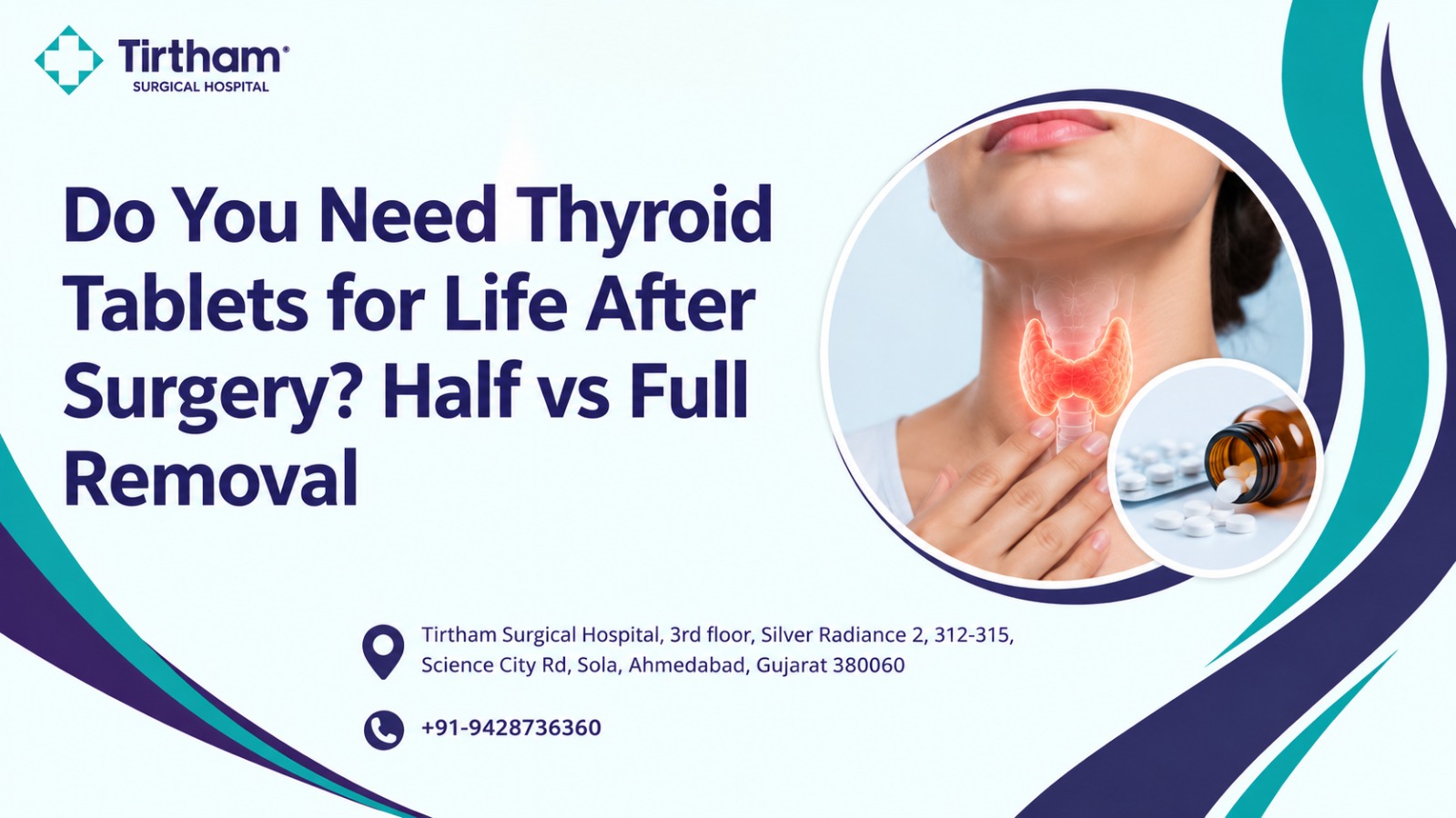Illustration of a thyroid gland with a thyroid tablet for use after surgery